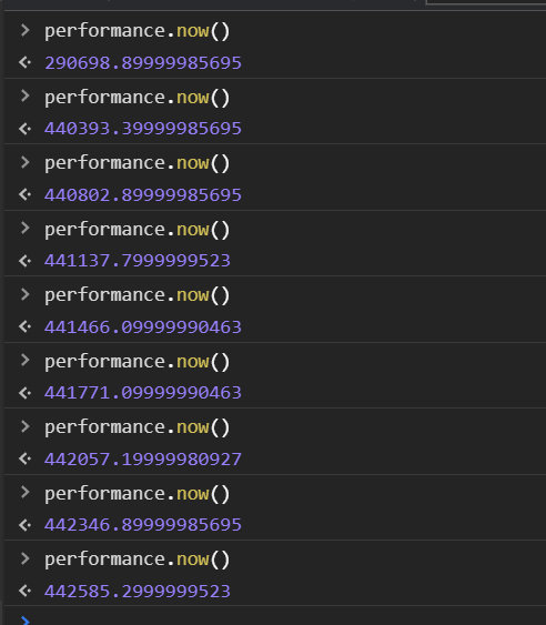 开发者工具的Performance.now()