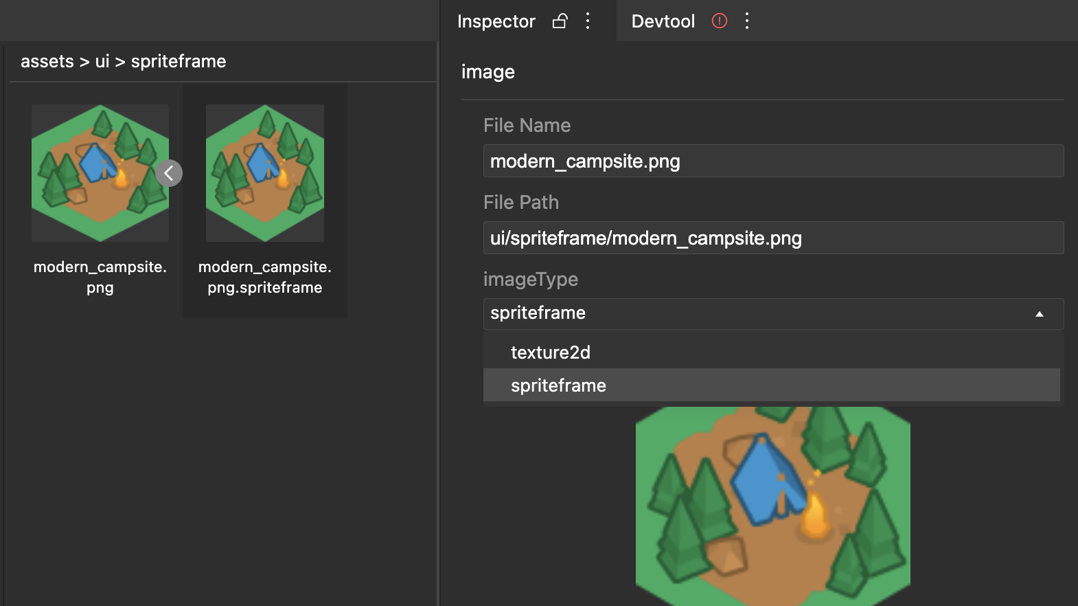 texutre2D构建spriteFrame